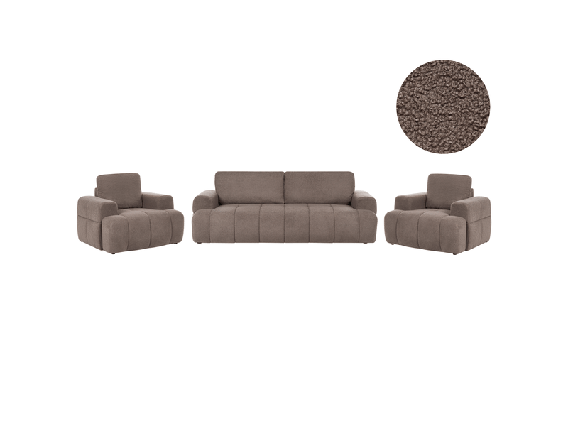  Ensemble de salon 5 places narilla bouclé taupe  - Conforama A