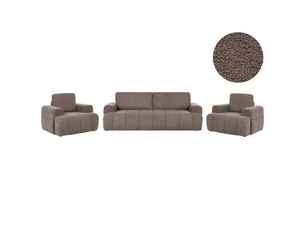 Canapé droit fixe 5 places Tissu beige avec coffre de rangement
