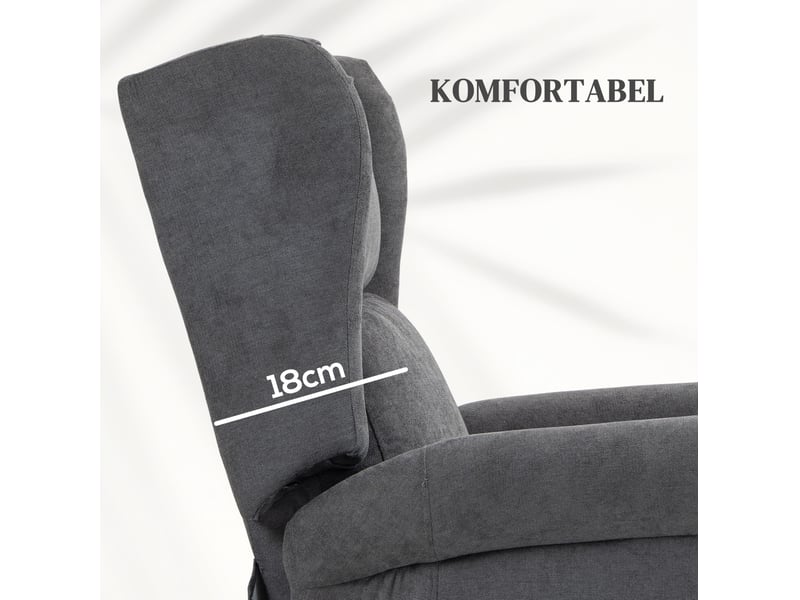 Fauteuil releveur électrique avec fonction inclinable, poche latérale et télécommande en bois gris foncé - Conforama E