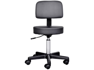 Tabouret massage a roulettes reglable en hauteur avec dossier ergonomique noir pivotant