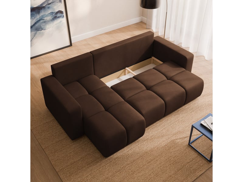  Canapé d'angle ramil, tissu peluche marron  - Conforama C