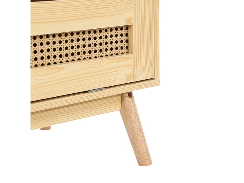  Armoire 2 portes avec tringle, armoire de rangement pour chambre et salon, design rattan pe, coffre à fermeture à bascule, couleur naturelle  - Conforama E