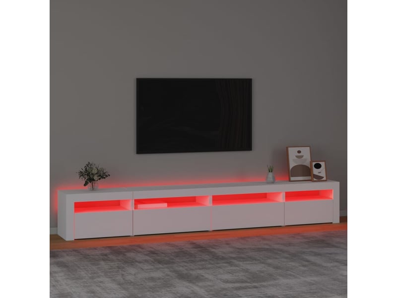  Meuble tv - banc tv - meuble de rangement avec lumières led blanc 270x35x40 cm  - Conforama E