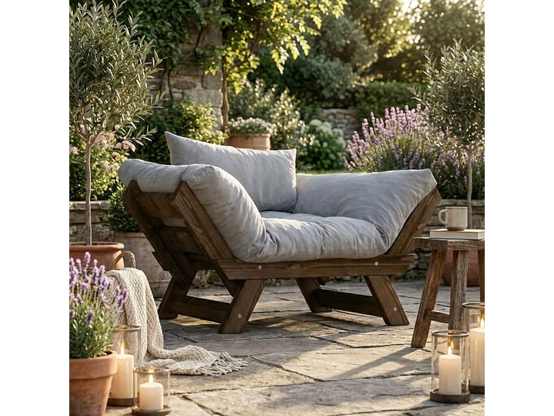  Canapé-lit elara en bois et lin imperméable - noyer  - Conforama B