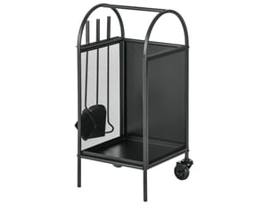 Range-bûches sur roulettes avec accessoires, métal noir, charge 50 kg, 37,5 x 37,5 x 80 cm