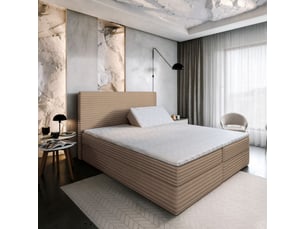Lit avec rangement 160x200 cm <strong>MASSENO</strong> <strong></strong> coloris beige