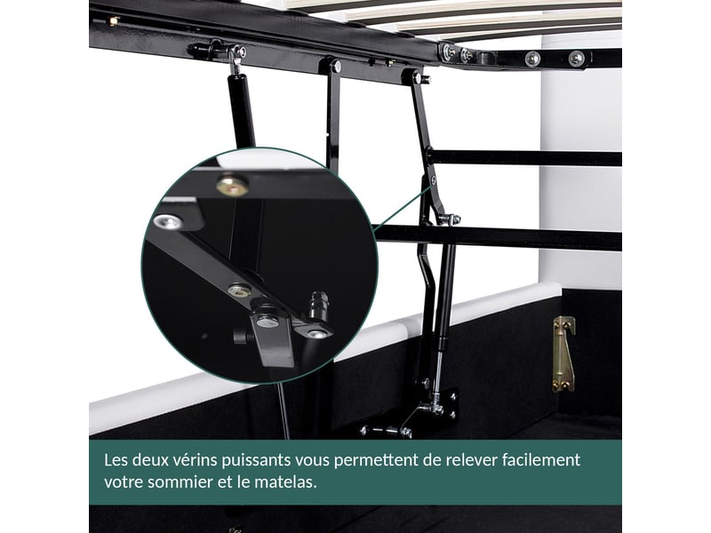  Ensemble lit coffre parallèle et matelas hôtelier ibiza 140x190 cm - velours côtelé beige PREMIUM - Conforama C