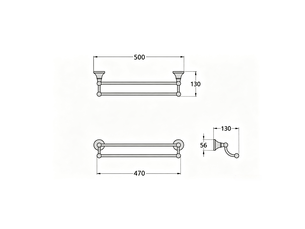 Accessoire de salle de bain – porte-serviettes à double barre – barre porte-serviettes de 50 cm – finition gris foncé – matériau : laiton