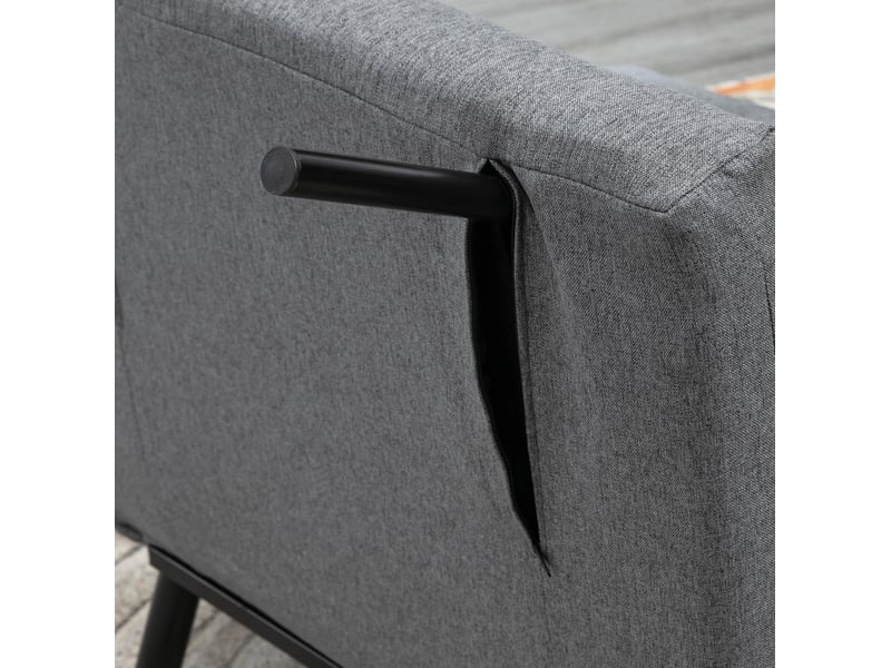  Fauteuil convertible avec fonction lit et dossier inclinable en polyester et acier gris foncé  - Conforama E