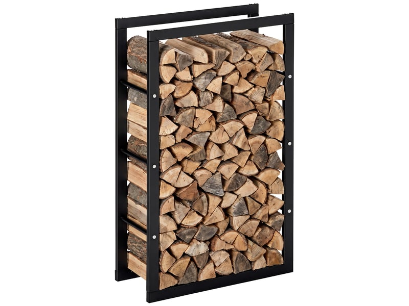  Porte-bûches vertical en métal, charge 100 kg, intérieur et extérieur, 60 x 25 x 100 cm  - Conforama A