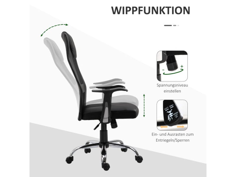  Chaise de bureau ergonomique inclinable, accoudoirs, réglable en hauteur, noire, 120 kg  - Conforama D