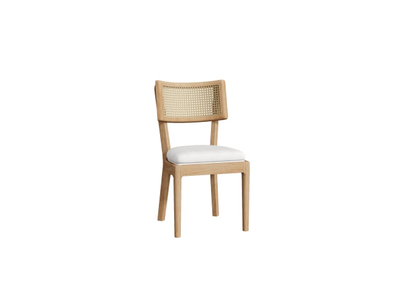 Lot de 4 chaises de salle à manger, chaises en bois avec dossier en rotin et assise en lin - Conforama D