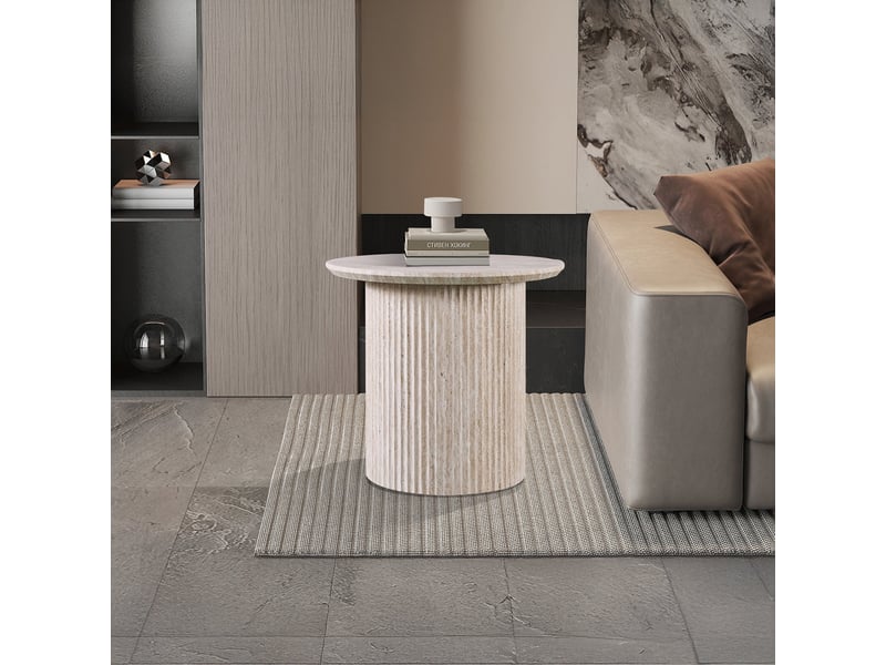  50 table d'appoint couleur travertin d50 cm  - Conforama D