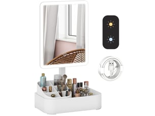 Miroir rectangulaire à poser coloris blanc <strong>MIVRAY </strong>  <strong></strong> - 22 cm x 13.8 cm