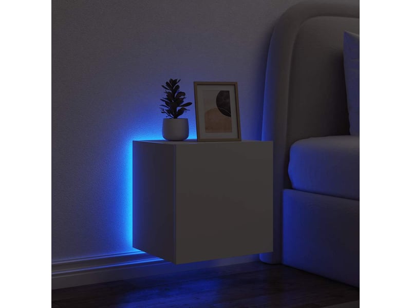  Meuble tv - banc tv - meuble de rangement mural avec lumières led blanc 40,5x35x40 cm  - Conforama D