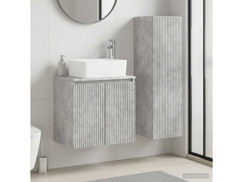  Ensemble de mobilier de salle de bain 2 pcs gris béton shl1000  - Conforama B