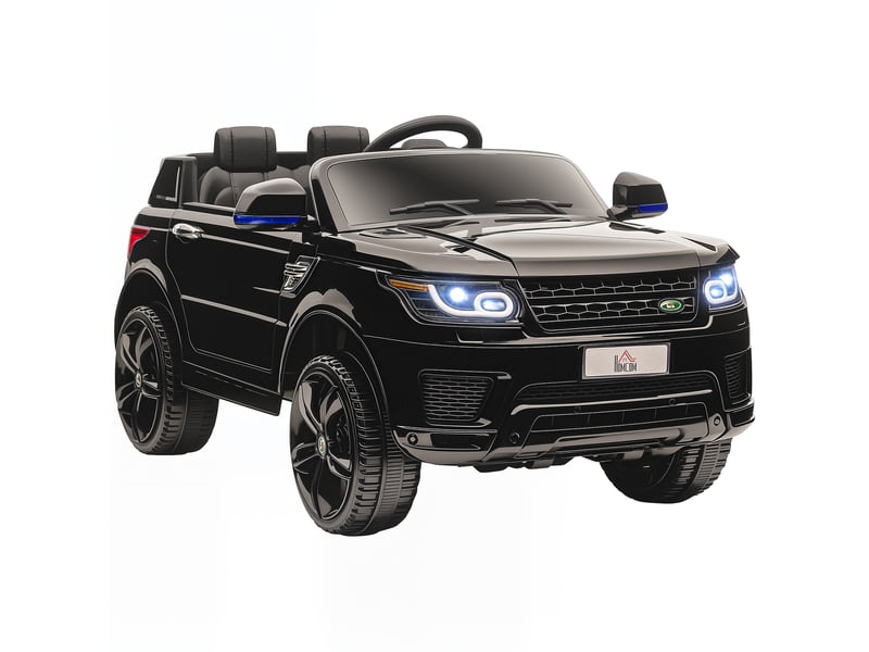 Voiture suv électrique pour enfants, jusqu'à 5 kmh, avec ceinture de sécurité, télécommande, phares, fonction musique, noire - Conforama A