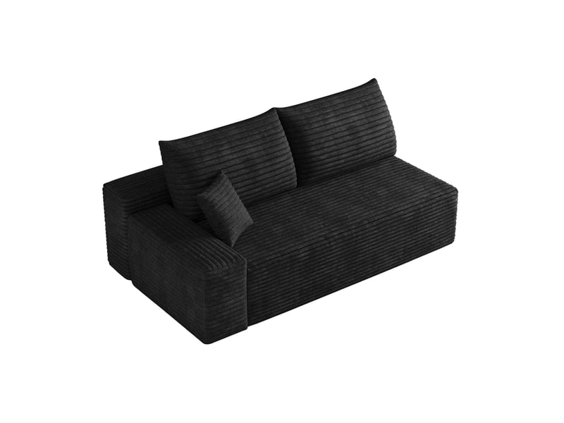  Canapé modulaire 2 places gauche avec assise moelleuse, sans montage, en velours côtelé noir 175 × 95 × 83 cm  - Conforama A