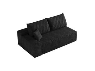 Canapé modulaire 2 places gauche avec assise moelleuse, sans montage, en velours côtelé noir 175 × 95 × 83 cm