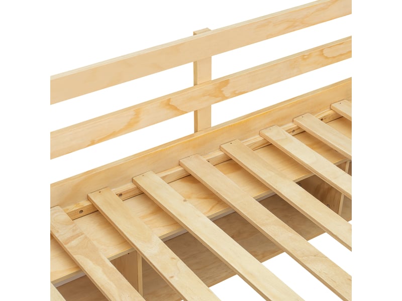  Lit superposé enfant 90x200 et 120x200 cm - tiroirs, barrières de sécurité, bois blanc et naturel  - Conforama E