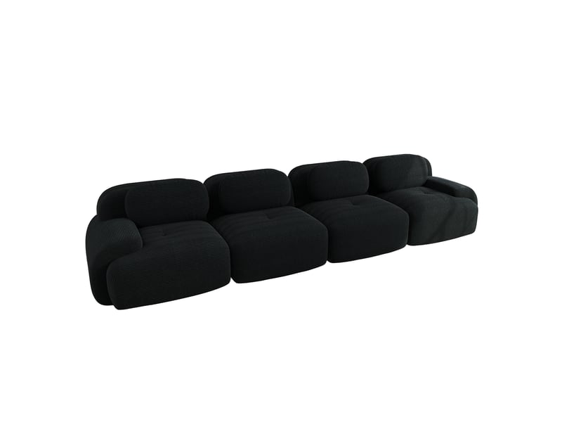  Canapé modulable, canapé 4 places, en velours tricoté, noir, sans montage, sans structure, bureau, pour chambre  - Conforama W