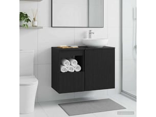 Armoire de salle de bain, meuble de rangement noir 30x41x50 cm bois d'ingénierie