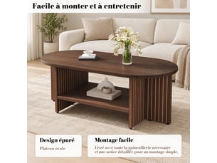 Table basse ovale coloris marron <strong></strong> <strong></strong> - 49 cmx100 cm