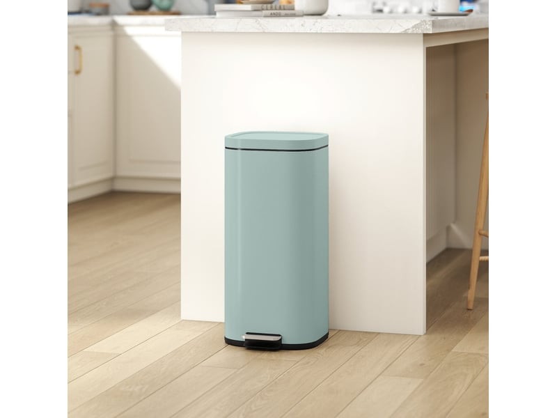  Poubelle de cuisine à pédale 30 l en métal avec fermeture douce, verte  - Conforama B