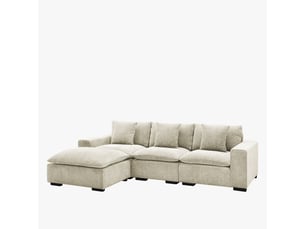 Canapé d'angle modulable et réversible en tissu beige