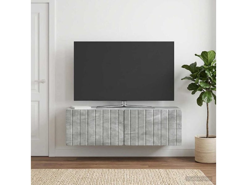  Meuble tv - banc tv - meuble de rangement mural 98 x 31 x 30 cm gris béton bois d'ingénierie  - Conforama B