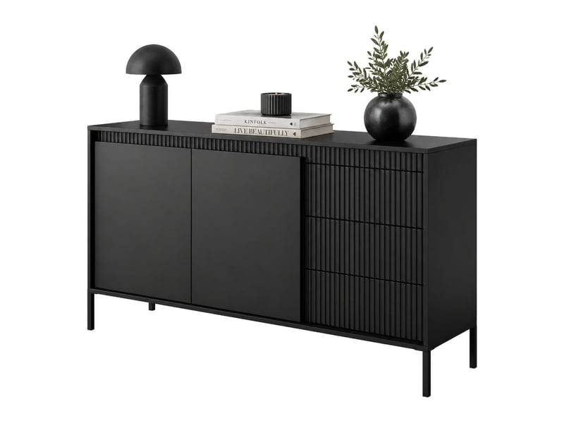 Buffet hatomo, 3 tiroirs, 154x40x81h cm beige Hatomo - Conforama A