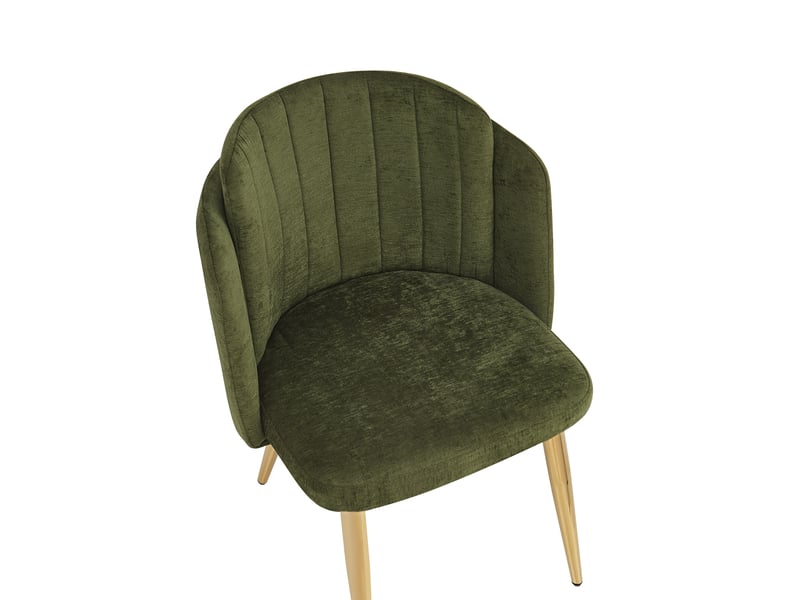  Lot de 4 chaises de salle à manger,58,5x62x78 cm,avec pieds dorés,polyester,vert  - Conforama D