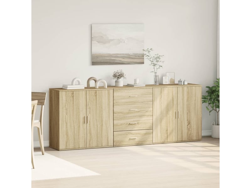 Buffets 3 pcs - bahut - meuble de rangement chêne sonoma bois d'ingénierie  - Conforama C