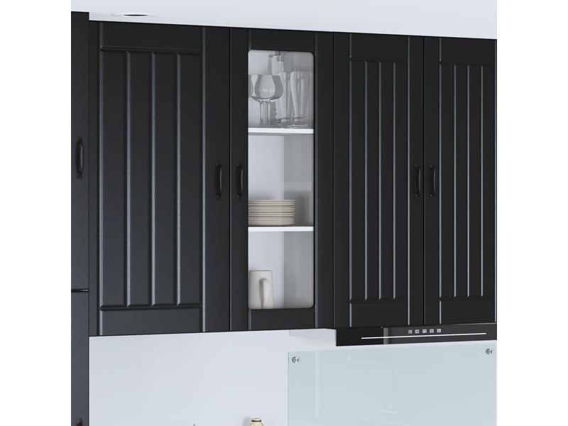 Meuble mural de cuisine, cabinet en verre mural noir 40x31x100cm shl7525  - Conforama B