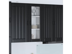 Meuble mural de cuisine, cabinet en verre mural noir 40x31x100cm shl7525