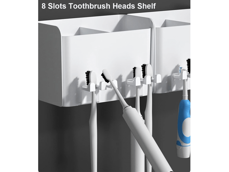 Porte-brosse à dents sans perforation, organisateur de salle de bain multifonctionnel avec fentes pour tasse et tête de brosse à dents.  - Conforama D