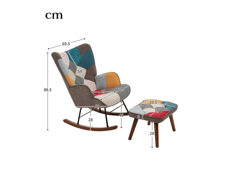  Fauteuil à bascule avec repose-pieds multicolore  - Conforama E