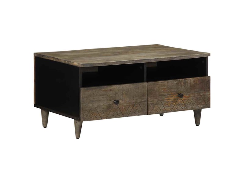  Table basse - table de salon - table à thé gris clair 80x54x40 cm bois massif de manguier  - Conforama B