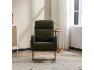 Fauteuil à bascule - 75x63x104 cm - chaise à bascule ergonomique en tissu teddy avec pochette - vert