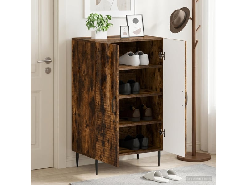  Meuble à chaussures, armoire à chaussures haarlem 59,5x39,5x89,5 cm chêne fumé  - Conforama B