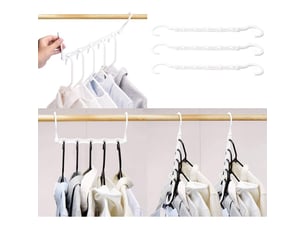 Lot de 10 cintres magiques organisateur de cintre garde-robe rangement pour vêtements gain de place dans les placard blanc 38cm long