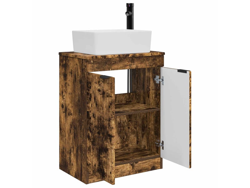  Meuble de salle de bain avec évier chêne fumé 54x35x83 cm shl5185  - Conforama D