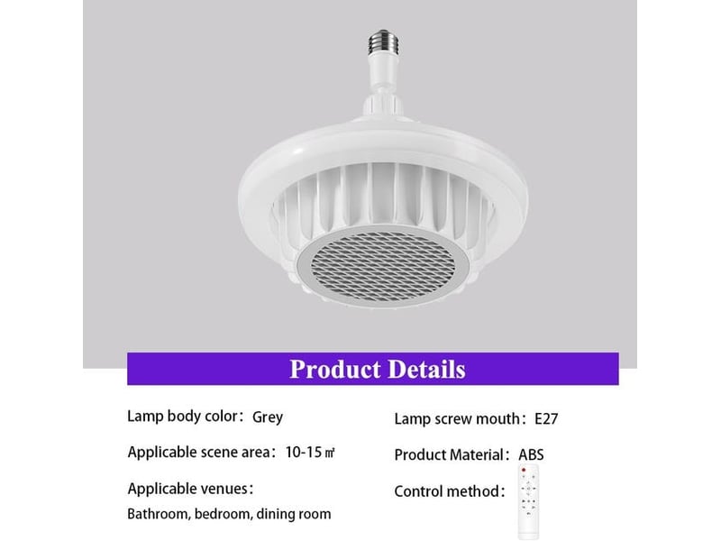 Chauffage soufflant avec lumière led, interface e27,220 v, chauffage auxiliaire 600 w, élément chauffant en céramique, blanc HRC0004586LY - Conforama B
