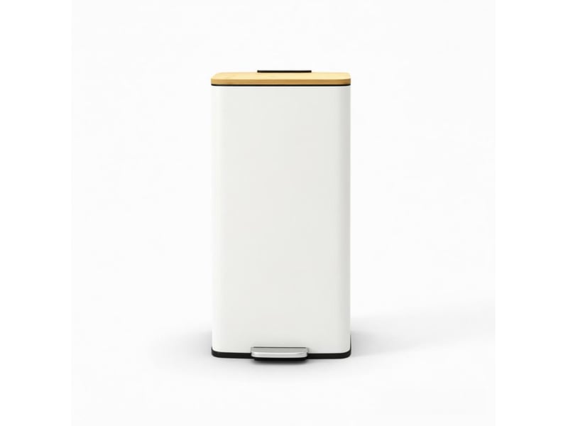  Poubelle de cuisine 20 l à pédale, fermeture douce, métal blanc  - Conforama A