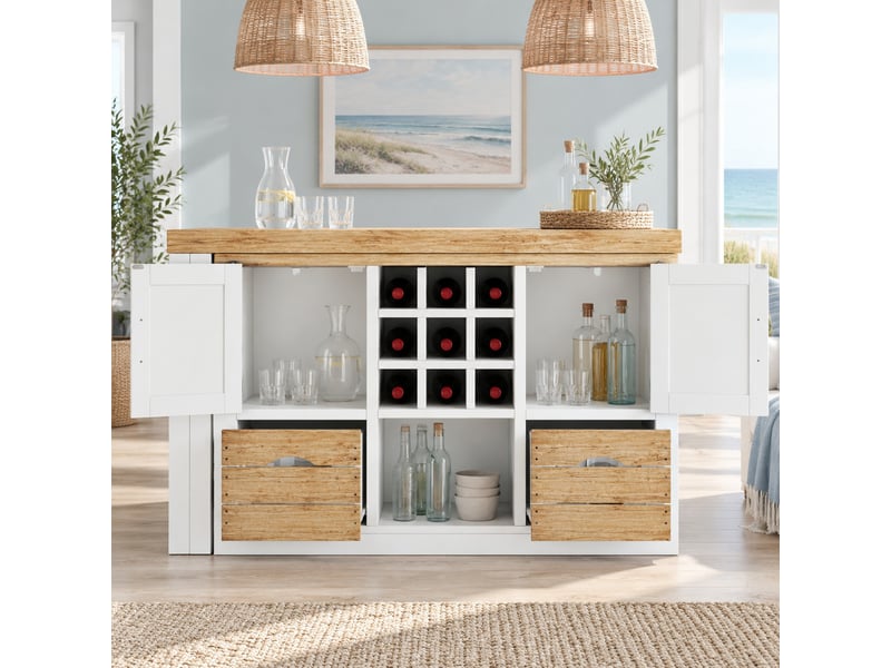 Table de salle à manger extensible avec tiroir, plateau pivotant à 360°, en mdf blanc pour cuisine, 120 × 40 × 72 cm - Conforama C