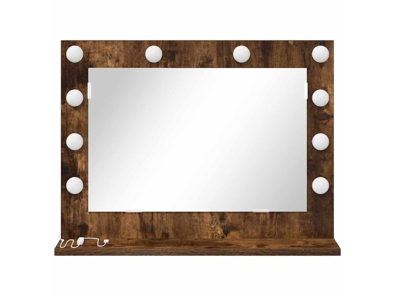 Miroir de vanité, miroir de coiffeuse chêne fumé 60 x 45 x 18 cm rectangulaire cf62757 - Conforama D