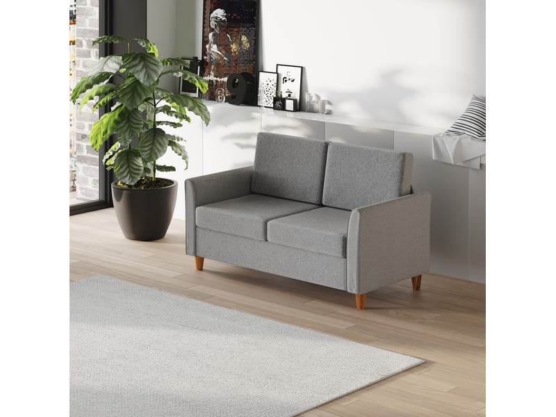  Canapé 2 places 141x70x78 cm housses amovibles en lin gris clair  - Conforama B