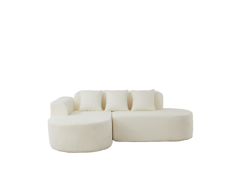  Canapé d'angle 3 places en tissu chenille beige  - Conforama R