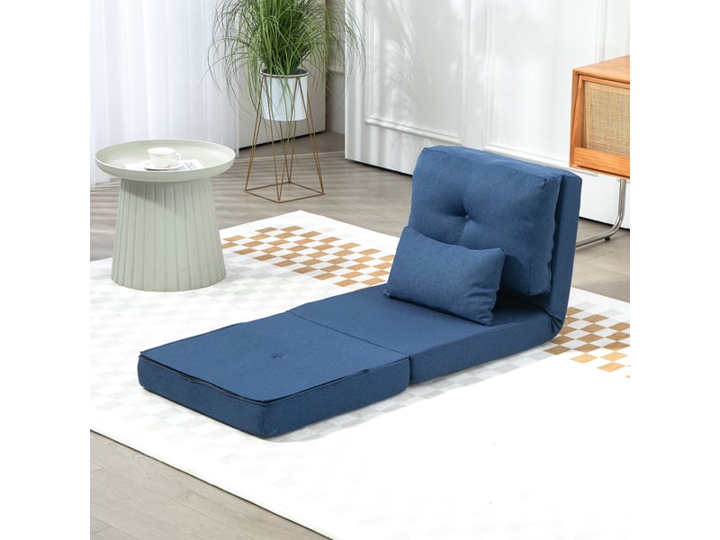Fauteuil convertible chauffeuse inclinable - coussin inclus - tissu bleu - Conforama D