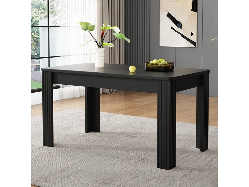 Table de salle à manger 116 x 65 x 75 cm, table rectangulaire, panneaux de particules, 4 pieds, noir - Conforama B